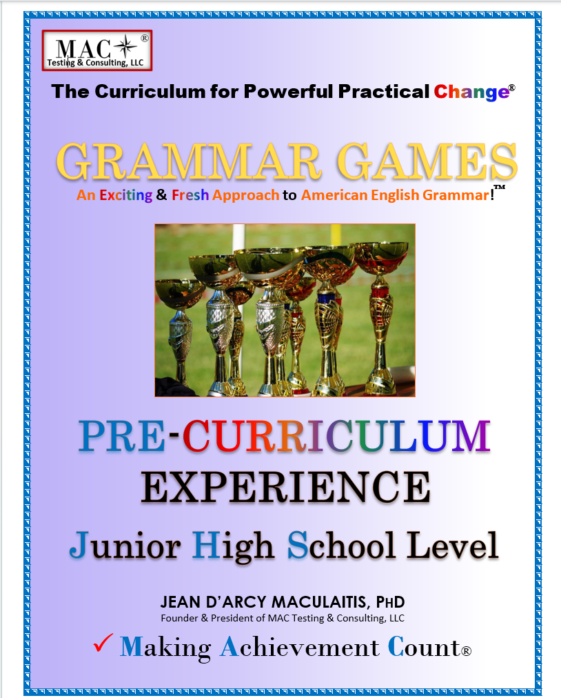 Grammar Games Pre-Curriculum-Junior High School